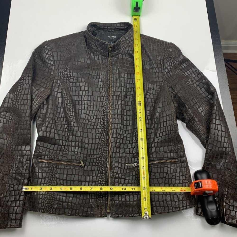 Women's Petite Alfani Snakeskin Leather Jacket